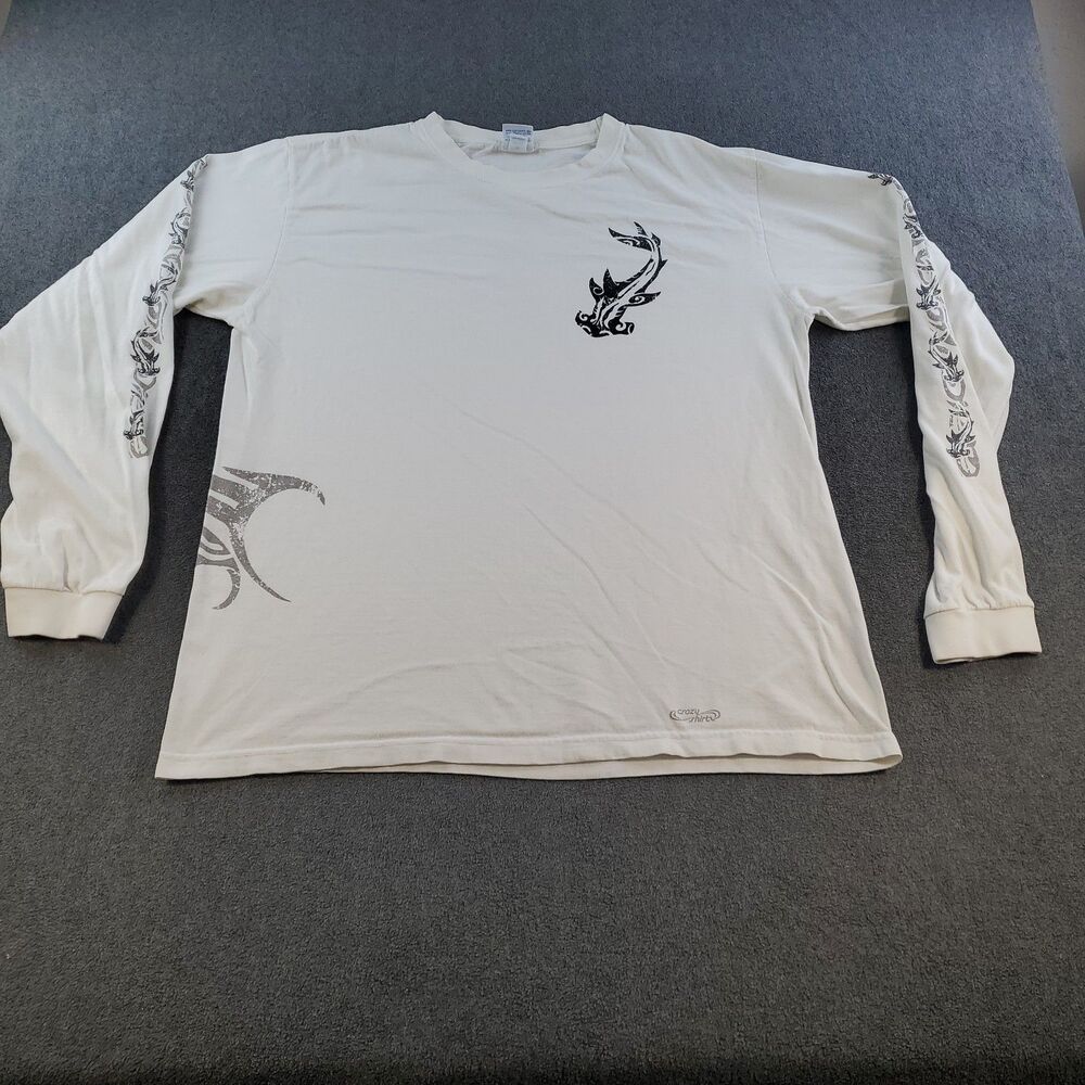 Vintage Crazy Shirts Doubled Sided  Shark T-Shirt Men's Size Medium White